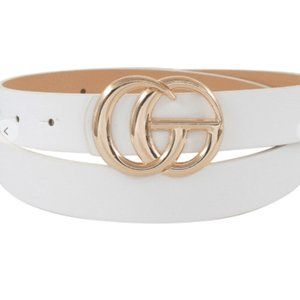 NEW White Faux Leather CG Belt